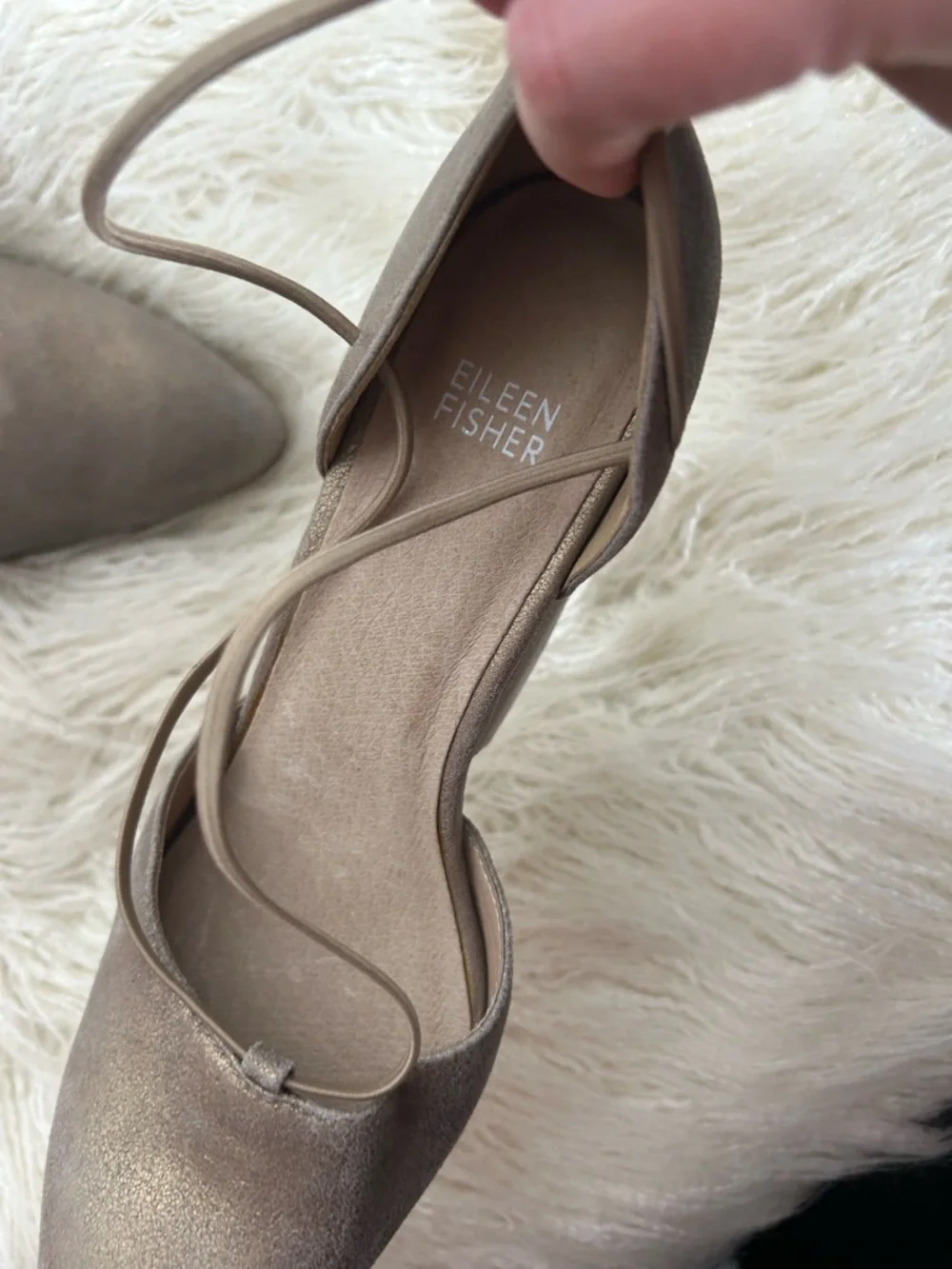 Eileen Fisher Ghillie Metallic Gold Wedge Pumps Size 9‎